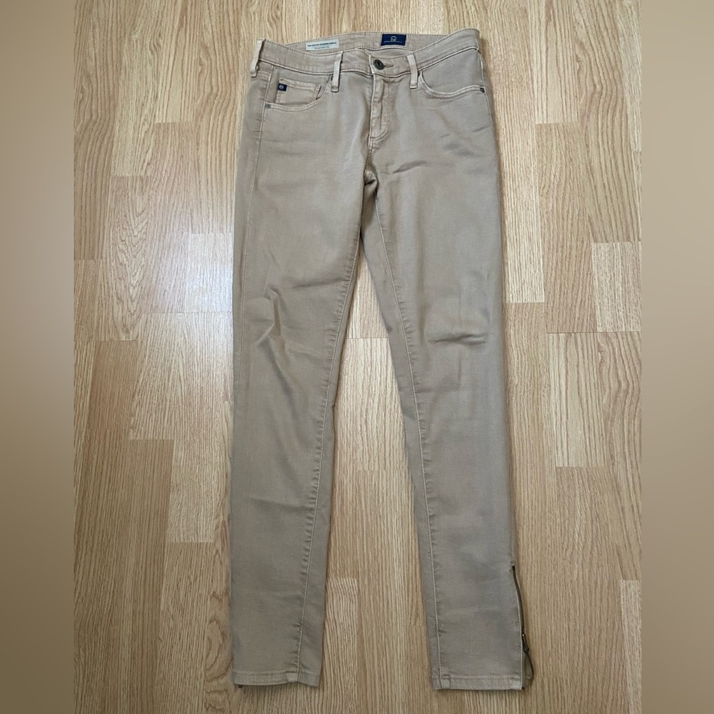 AG Adriano Goldschmied Tan THE ZIP-UP LEGGING ANKLE Skinny Jeans sz 26R